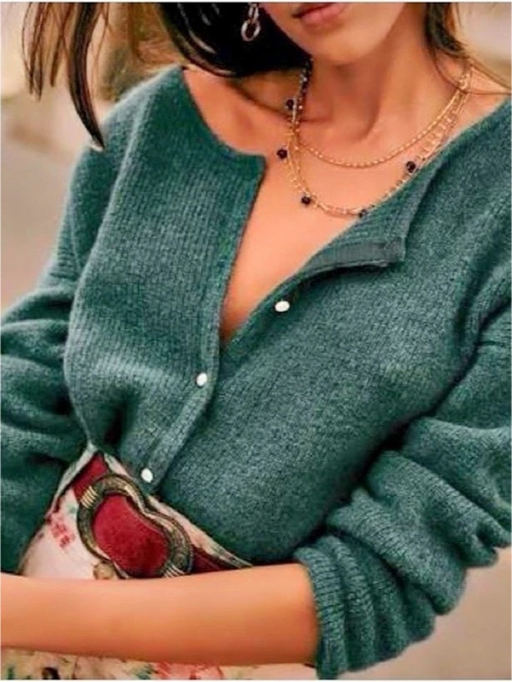 Sézane Gaspard cardigan Green Mohair Alpaca Cardigan Size XS, like new.
